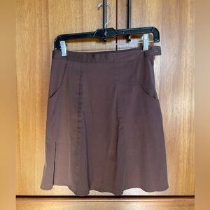 Brown A-Line Skirt with Pockets